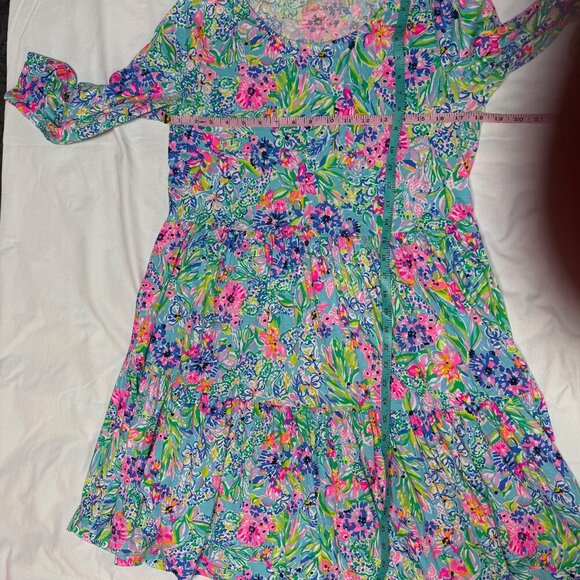 Lilly Pulitzer Geanna Tierred Swing Dress Amalfi Alligator Isle, Size M, EUC - Picture 9 of 9